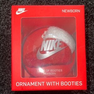 Nike Red and White Newborn Booties Ornament